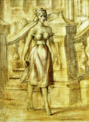 Wandelende dame: Een dubbelschilderij