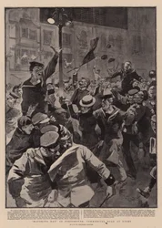 "Mafeking Day" in Portsmouth, Commercial Road bij nacht (litho)