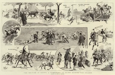 De Britten in Egypte, Een Gymkhana in Caïro tijdens het Seizoen (litho)
