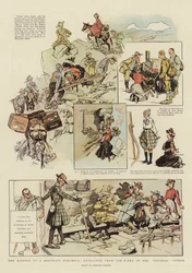 The History of a Mountain Scramble, uit het dagboek van Mrs "General" Puttie (kleurenlitho)
