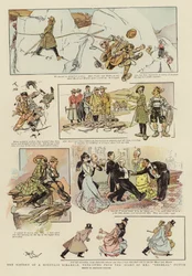 The History of a Mountain Scramble, uit het dagboek van Mrs "General" Puttie (kleurenlitho)