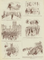 De Home Rule Session, enkele "Daily Graphic" schetsen in de Commons (gravure)