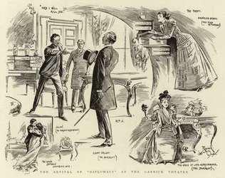 De heropleving van "Diplomacy" in het Garrick Theatre (litho)