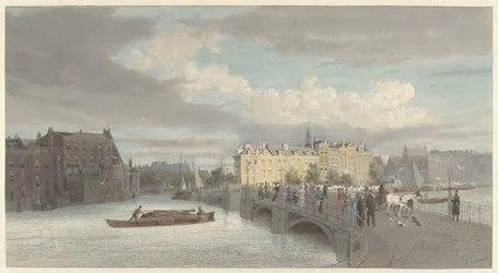 Gezicht op de Halvemaansbrug bij de Amstel te Amsterdam