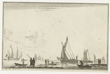 Binnenwater met verschillende zeilschepen
