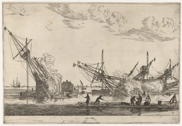 Waterdichtmaken van de rompen van drie fluitschepen