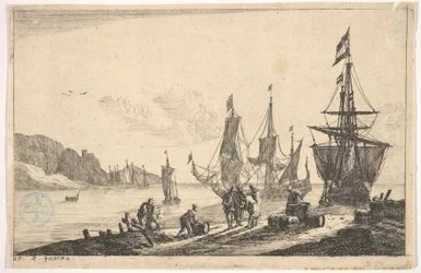 Baai met zeilschepen
