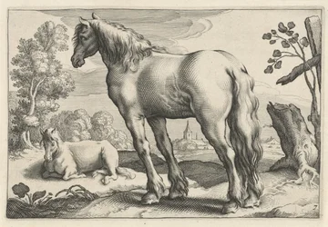 Landschap met twee paarden