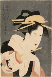 Schoonheden van de plezierwijken (Seiro bijin awase): de gastvrouw van het Izumiya-theehuis