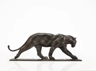 Panter lopend, achterpoot opgetild, c.1904 (gepatineerd brons)