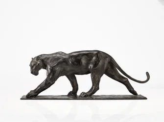 Panter lopend, achterpoot opgetild, ca. 1904