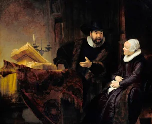 Portret van de Doopsgezinde predikant Cornelius Claesz Anslo en zijn vrouw Aaltje Gerritsdr Shouten