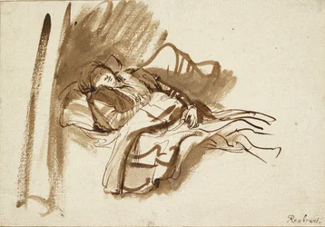 Saskia slapend in Bed