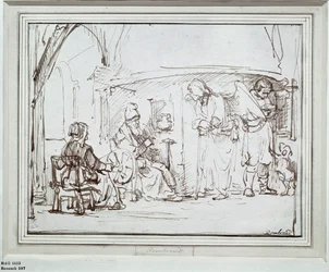 Tobias en de engel. Pentekening (tekening)