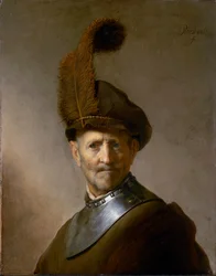 Een oude man in militair kostuum, vroeger Portret van Rembrandts vader genoemd, ca. 1630
