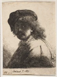 Zelfportret met baret en sjaal