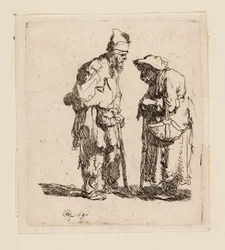 Bedelaar en bedelares in gesprek
