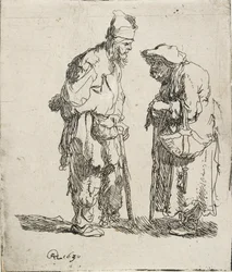 Bedelman en bedelvrouw in gesprek, 1630