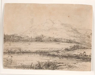 Kanaal met een visser en twee zwanen