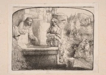 Christus en de Samaritaanse vrouw (compositie die bovenaan door een boog wordt afgesloten)