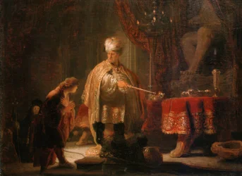 Daniel en Cyrus voor het afgodsbeeld van Bel