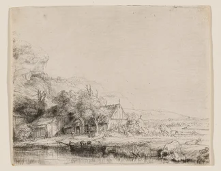 Landschap met een drinkende koe