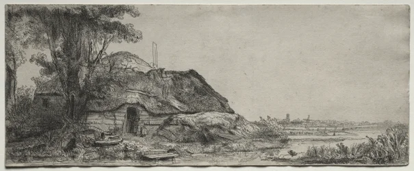 Landschap met een Huisje en een Grote Boom