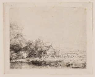 Landschap met een drinkende koe