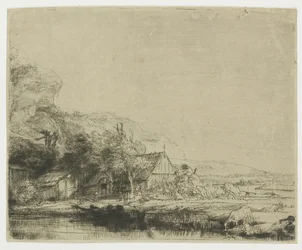 Landschap met een drinkende koe