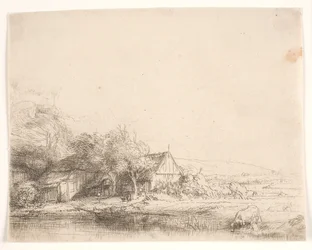 Landschap met een drinkende koe