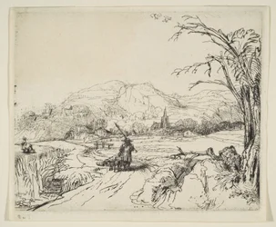 Landschap met een herder en een hond, ca. 1653