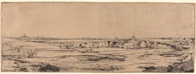 Panorama bij Bloemendaal met het Landgoed Saxenburg (het goudzoekersveld)