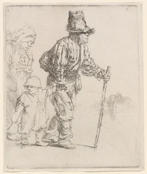 Boerenfamilie op de zwerftocht