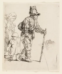 Boerenfamilie op de zwerftocht
