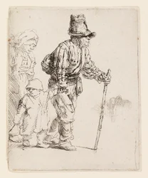 Zwervende boerenfamilie