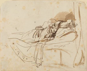 Saskia(?) liggend in bed