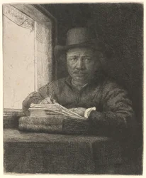 Zelfportret Tekenen bij een Raam