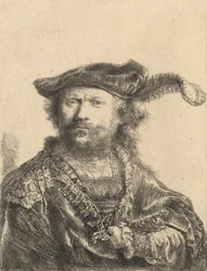 Zelfportret in een fluwelen muts met pluim, 1638