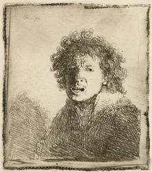 Zelfportret met open mond, alsof schreeuwend: buste