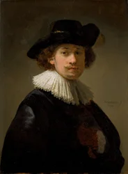 Zelfportret met een molensteenkraag en zwarte hoed, 1632.