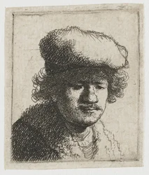 Zelfportret met de pet naar voren getrokken