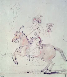 Shah Jehan met valk te paard