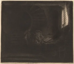 St. Hiëronymus in een donkere kamer