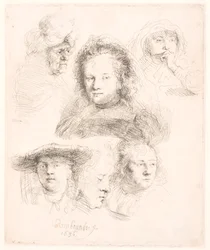 Studies van het hoofd van Saskia en anderen