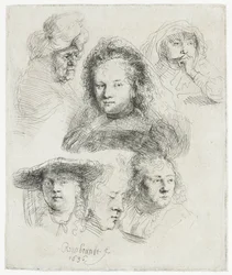 Studies van het hoofd van Saskia en anderen