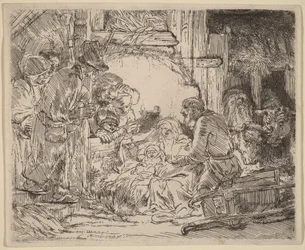 De aanbidding van de herders: met de lamp