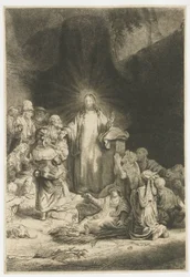 De Honderdguldenprent: het centrale deel met Christus die predikt