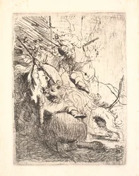 De kleine leeuwenjacht (met één leeuw)