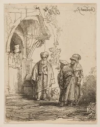 Drie oosterse figuren (Jacob en Laban?)
