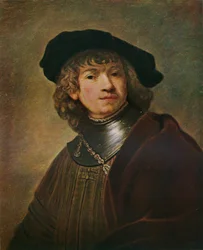 Tronie van een jonge man in een gorget en muts, ca. 1639